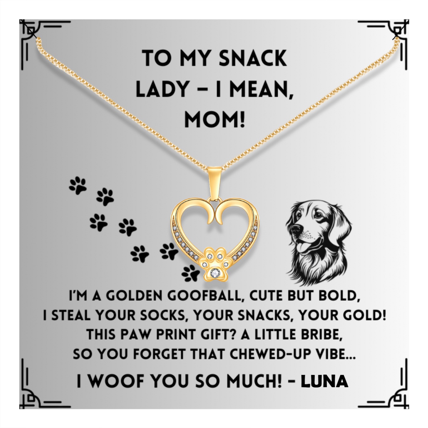 I'm a Golden Goofball - Paw Heart Pendant