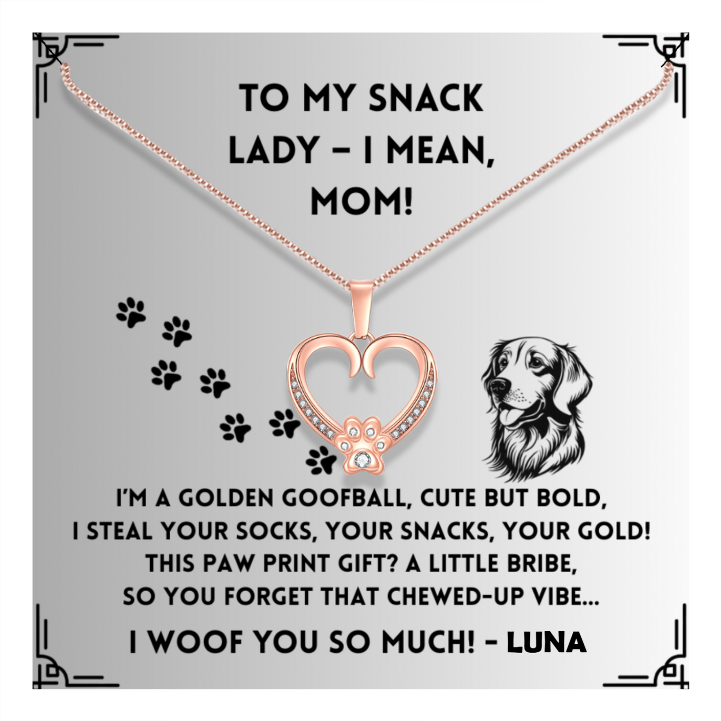 I'm a Golden Goofball - Paw Heart Pendant
