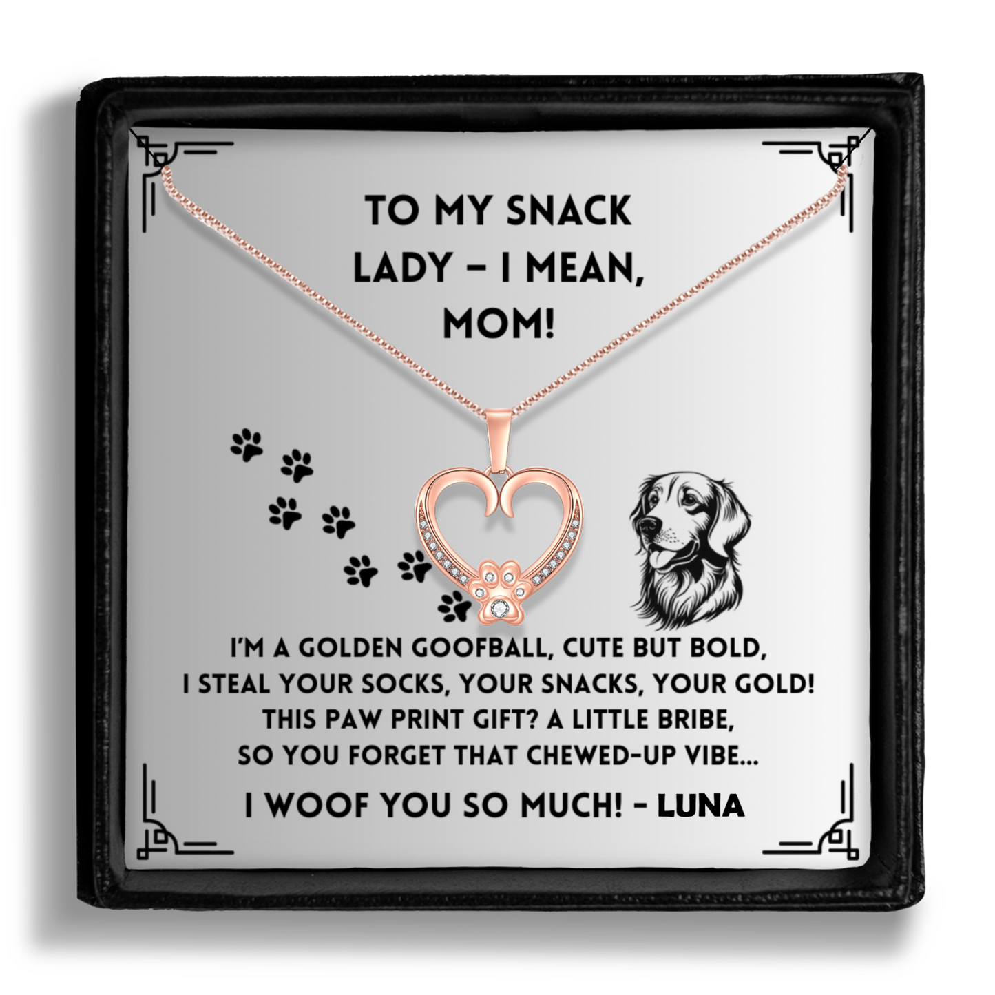 I'm a Golden Goofball - Paw Heart Pendant