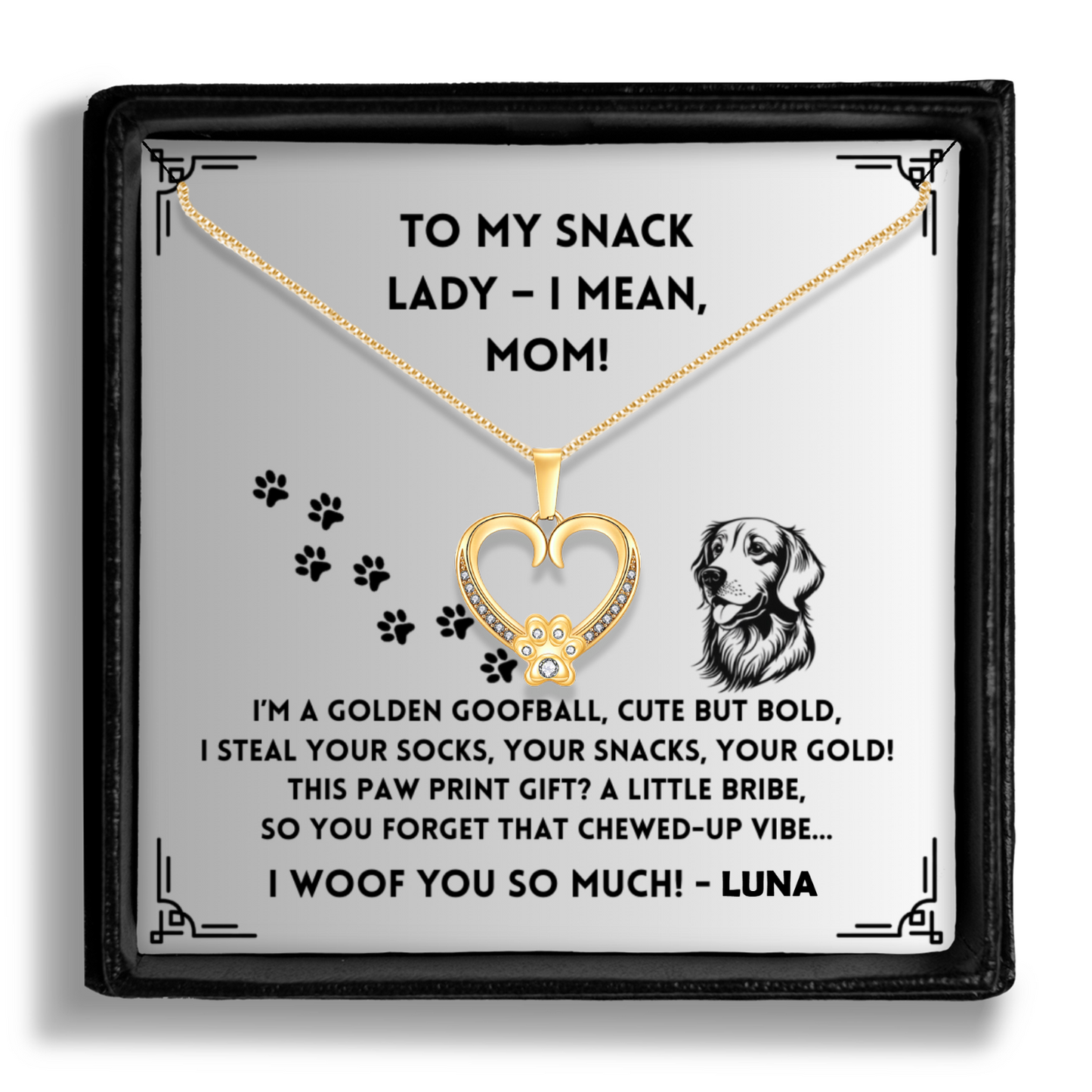 I'm a Golden Goofball - Paw Heart Pendant
