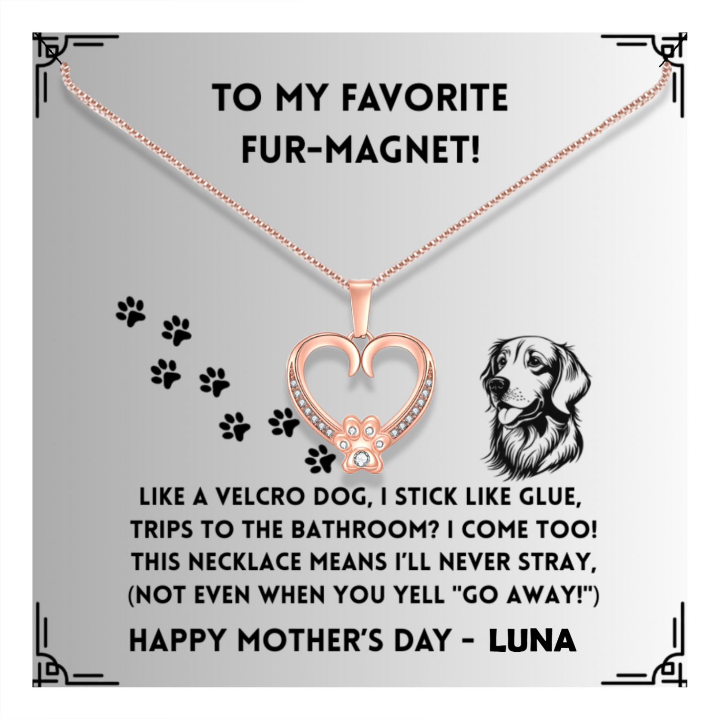 Like A Velcro Dog - Paw Heart Pendant