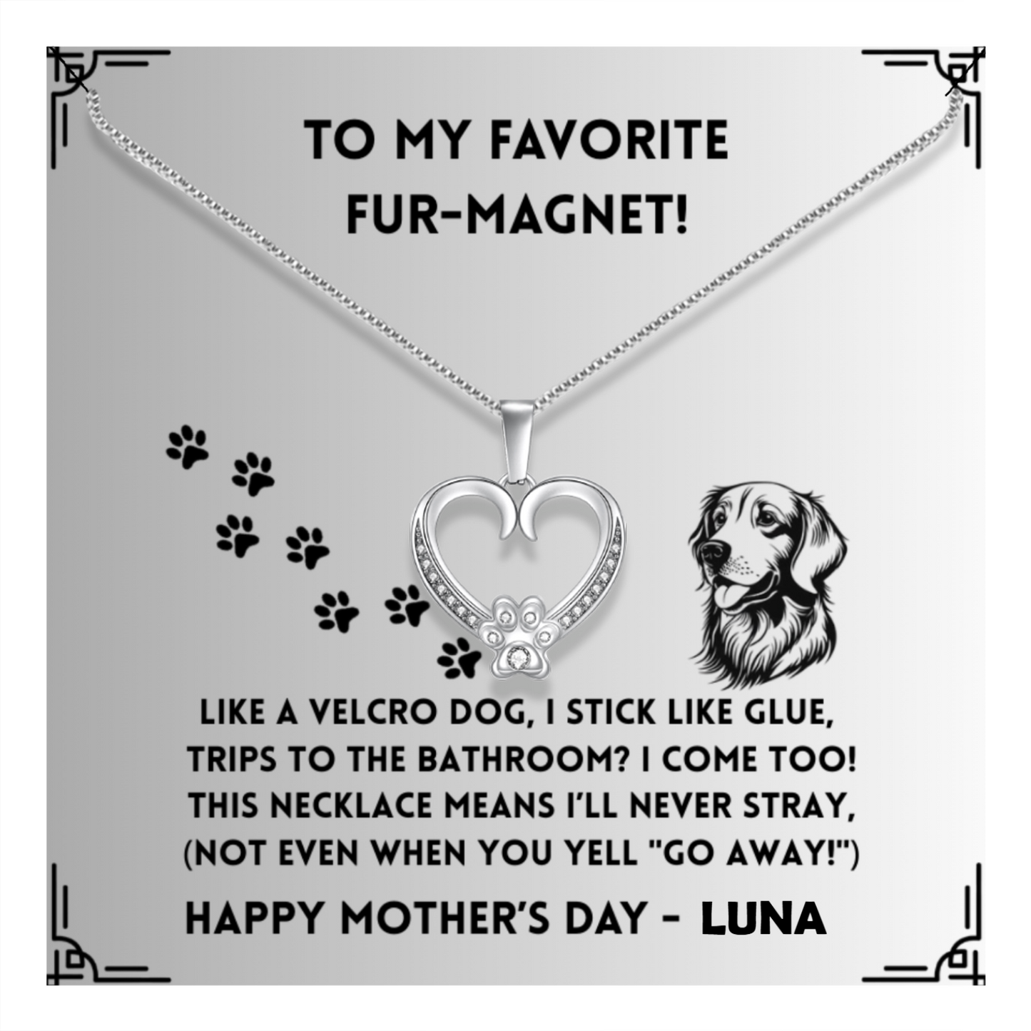 Like A Velcro Dog - Paw Heart Pendant