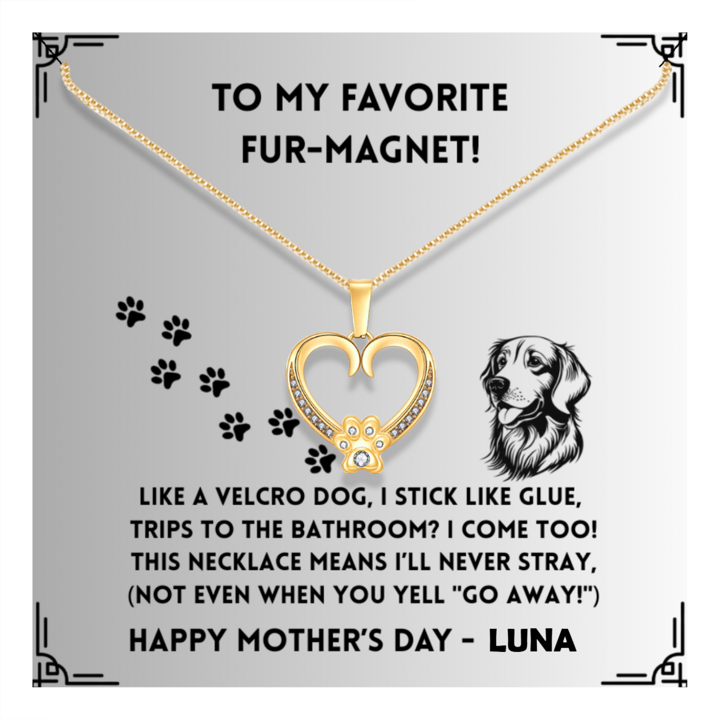 Like A Velcro Dog - Paw Heart Pendant