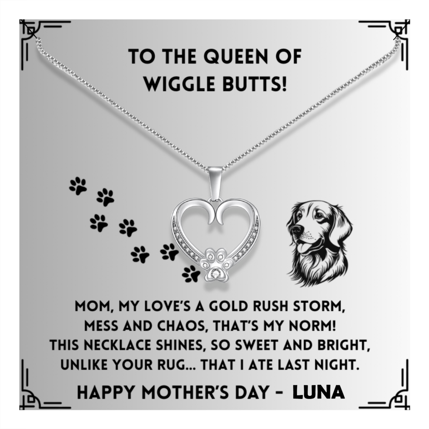 My Love's A Gold Rush - Paw Heart Pendant