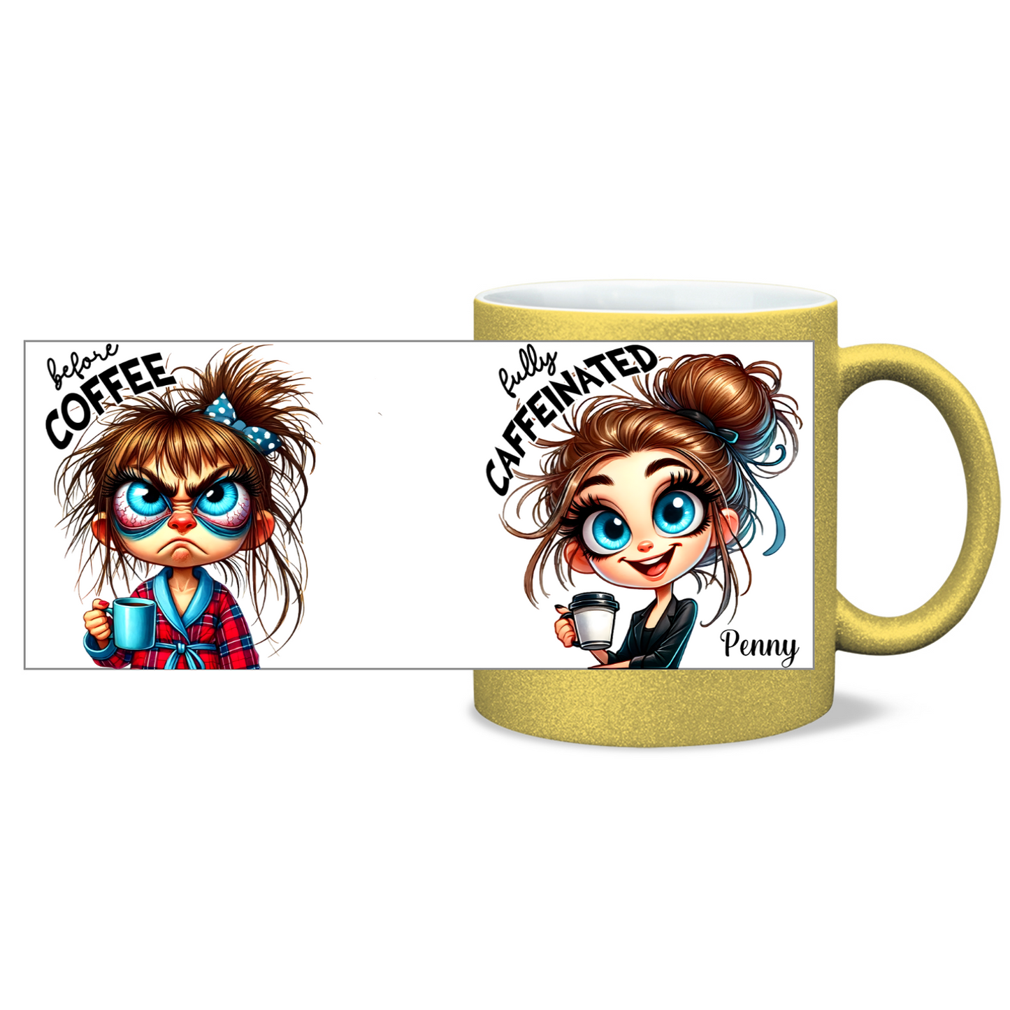 Before & After Coffee - 11oz Ceramic Sparkling Mugs