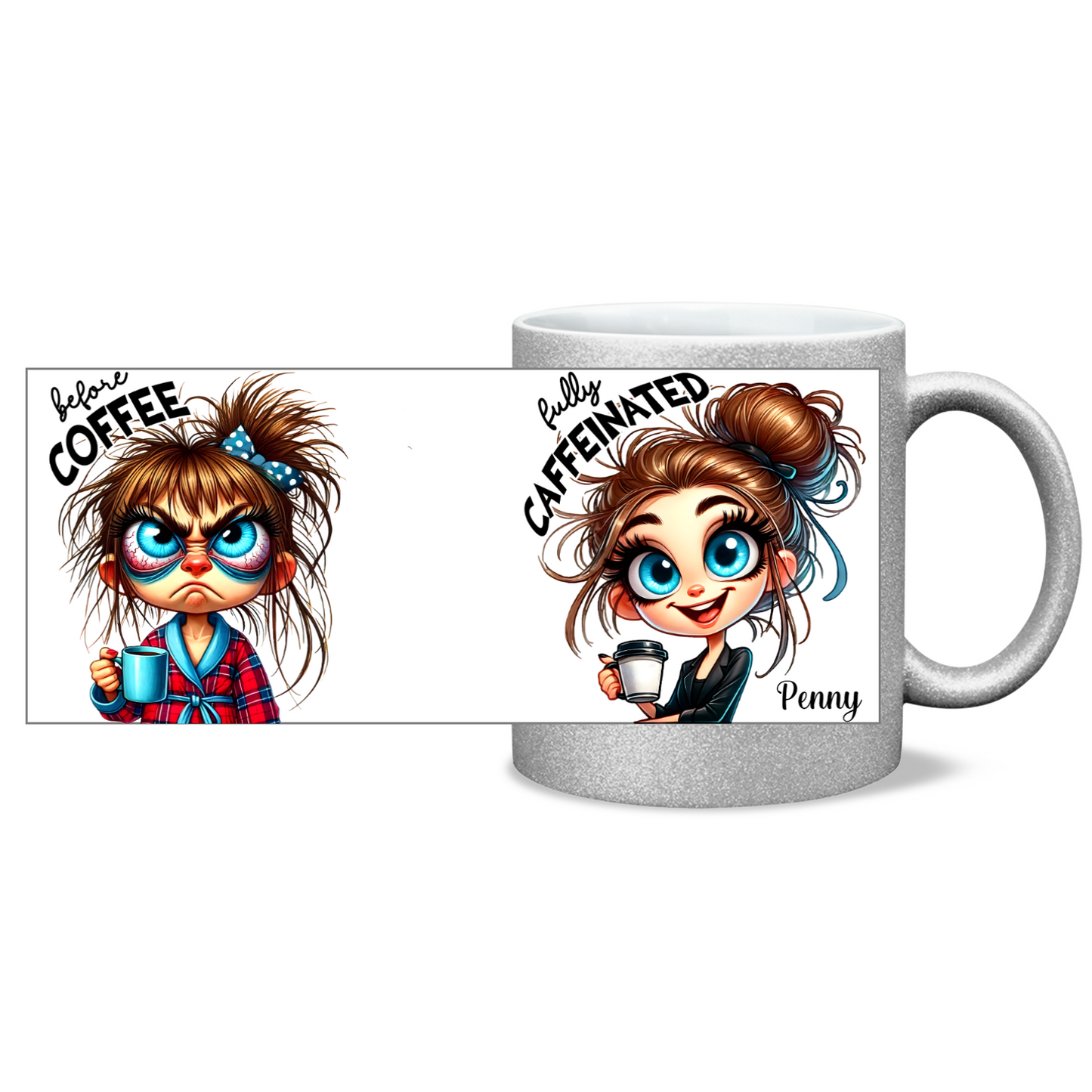 Before & After Coffee - 11oz Ceramic Sparkling Mugs