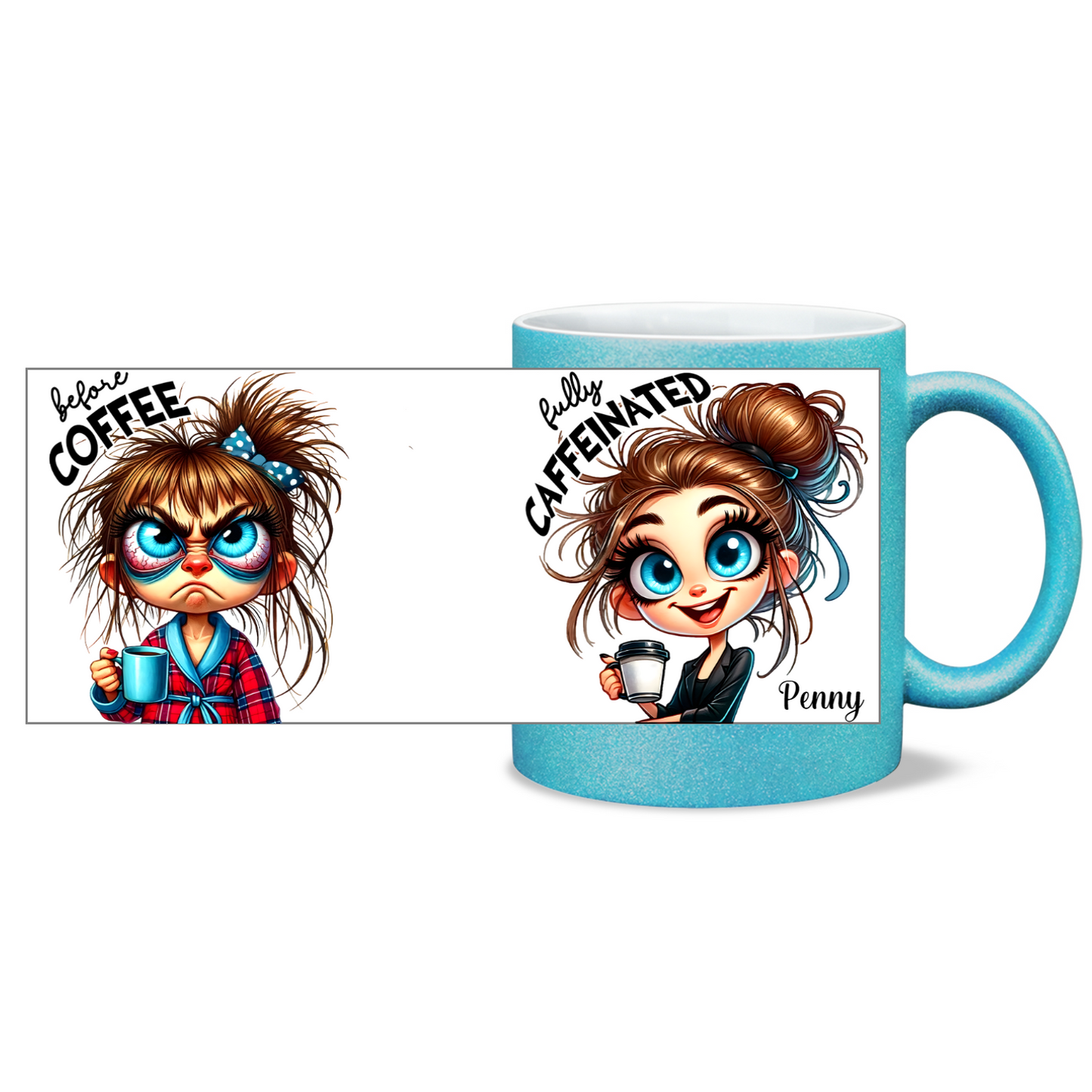 Before & After Coffee - 11oz Ceramic Sparkling Mugs