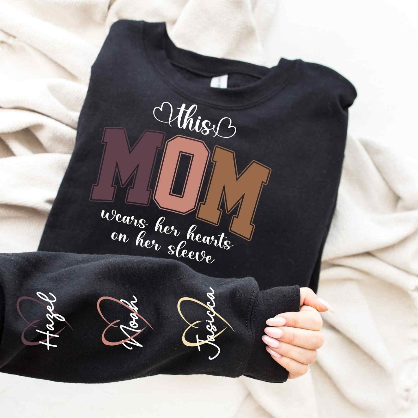 This Grandma wear her Hearts - Personalized gifts for Grandma Or Mom