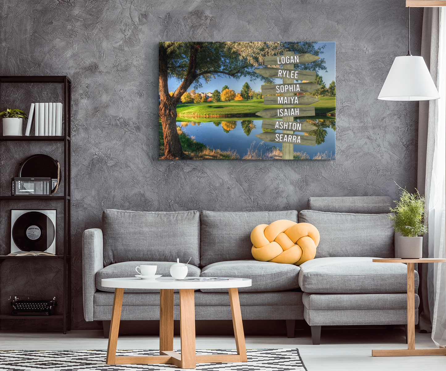 Lakeside Family Names Signpost Canvas Print | Personalized Framed Canvas Art - Touch Of Divine