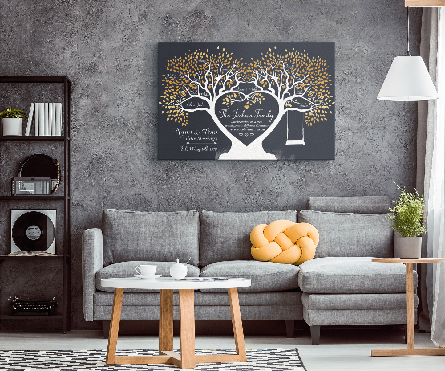 Personalized Family Like Branches on a Tree Canvas Wall Art - Touch Of Divine