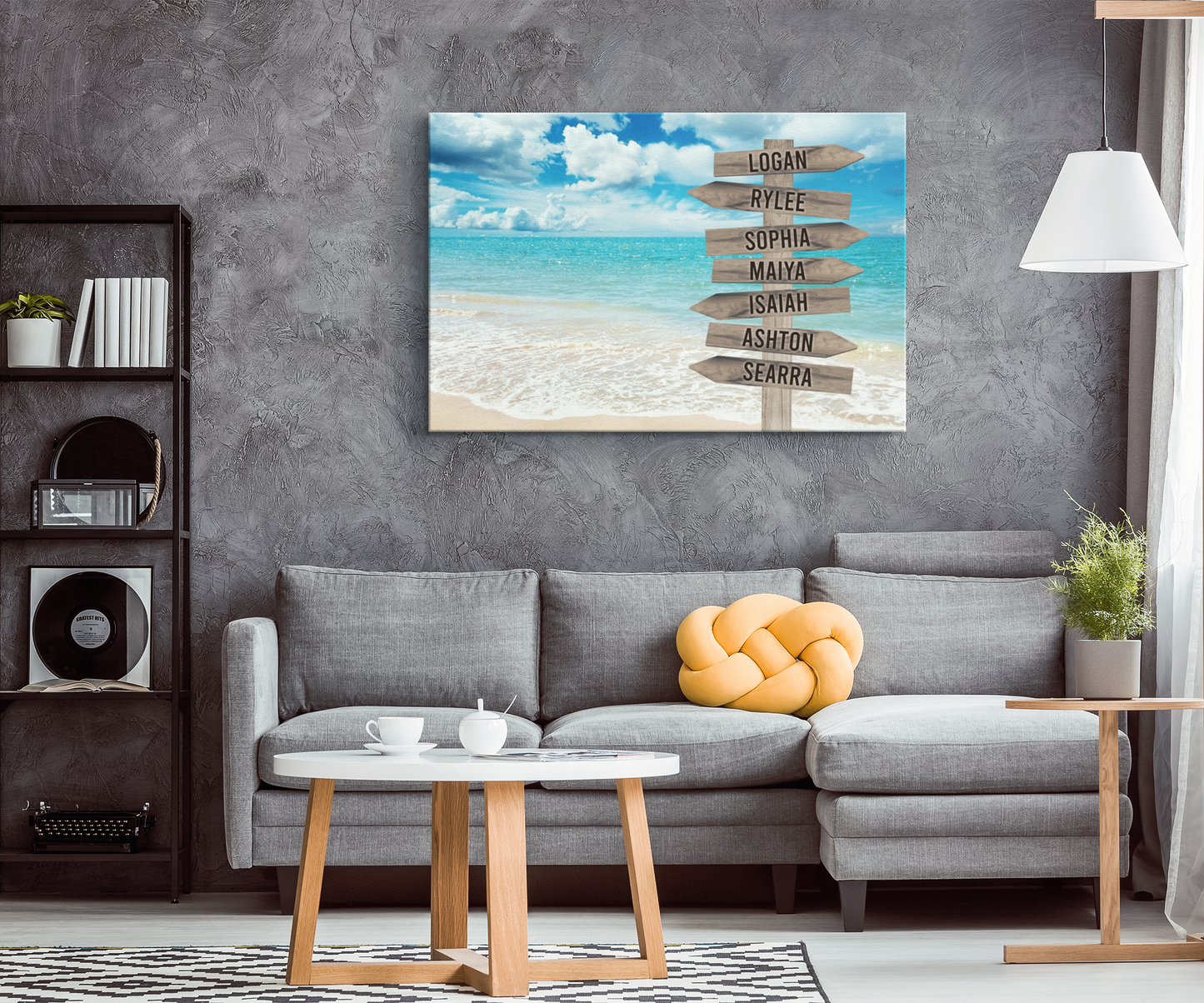 Beach Family Names Signpost Canvas Print | Personalized Framed Canvas Art - Touch Of Divine