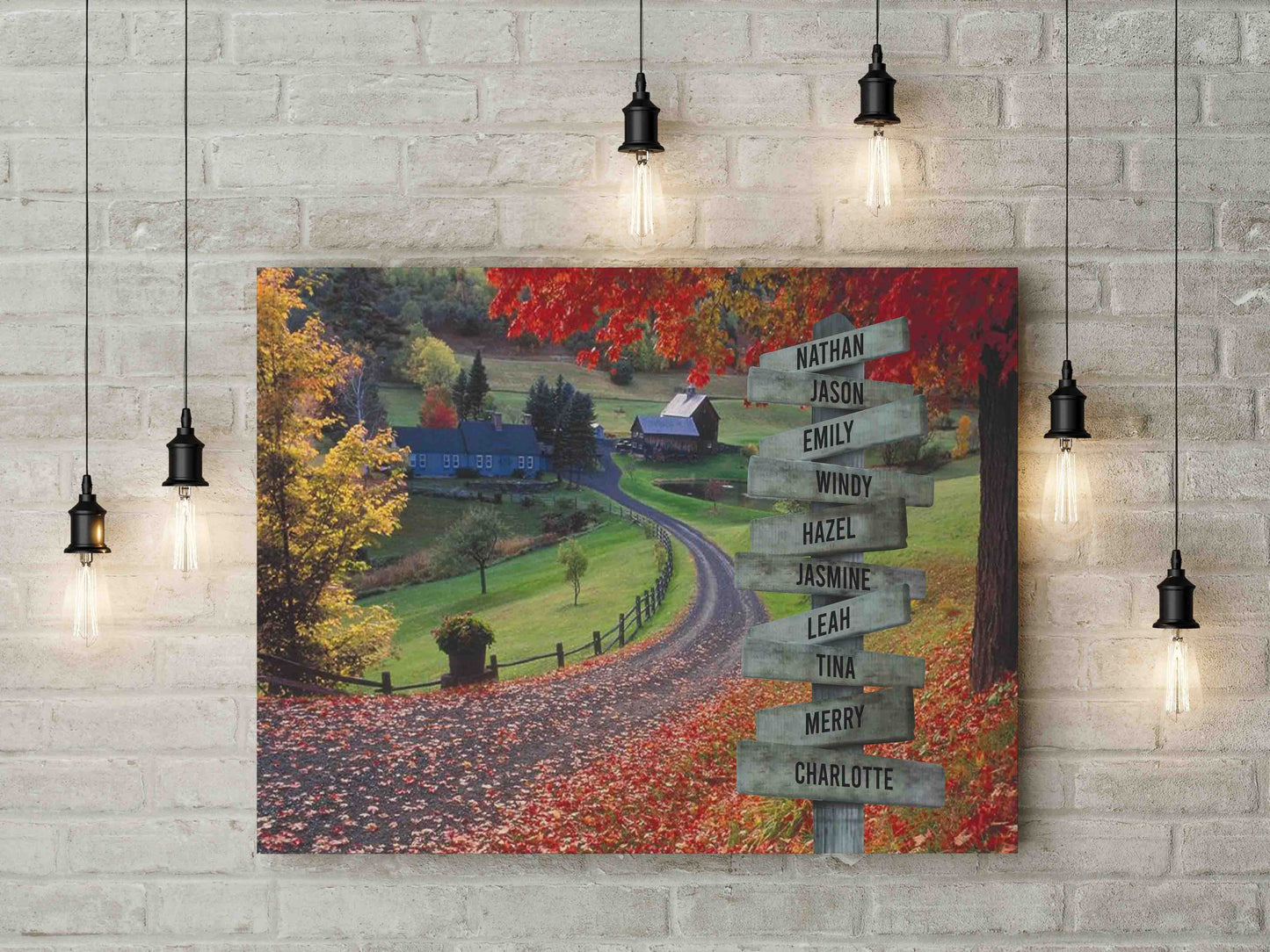 Autumn Family Names Boardwalk Canvas Print | Personalized Framed Canvas Art - Touch Of Divine