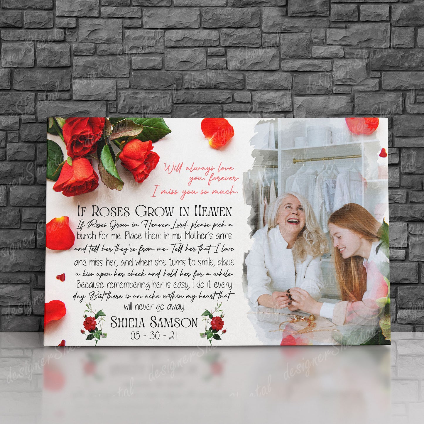 If Roses Grow In Heaven Canvas Print | Personalized Framed Canvas Art (NO PREVIEW) - Touch Of Divine