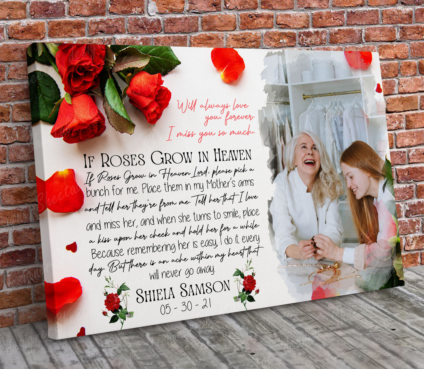 If Roses Grow In Heaven Canvas Print | Personalized Framed Canvas Art (NO PREVIEW) - Touch Of Divine