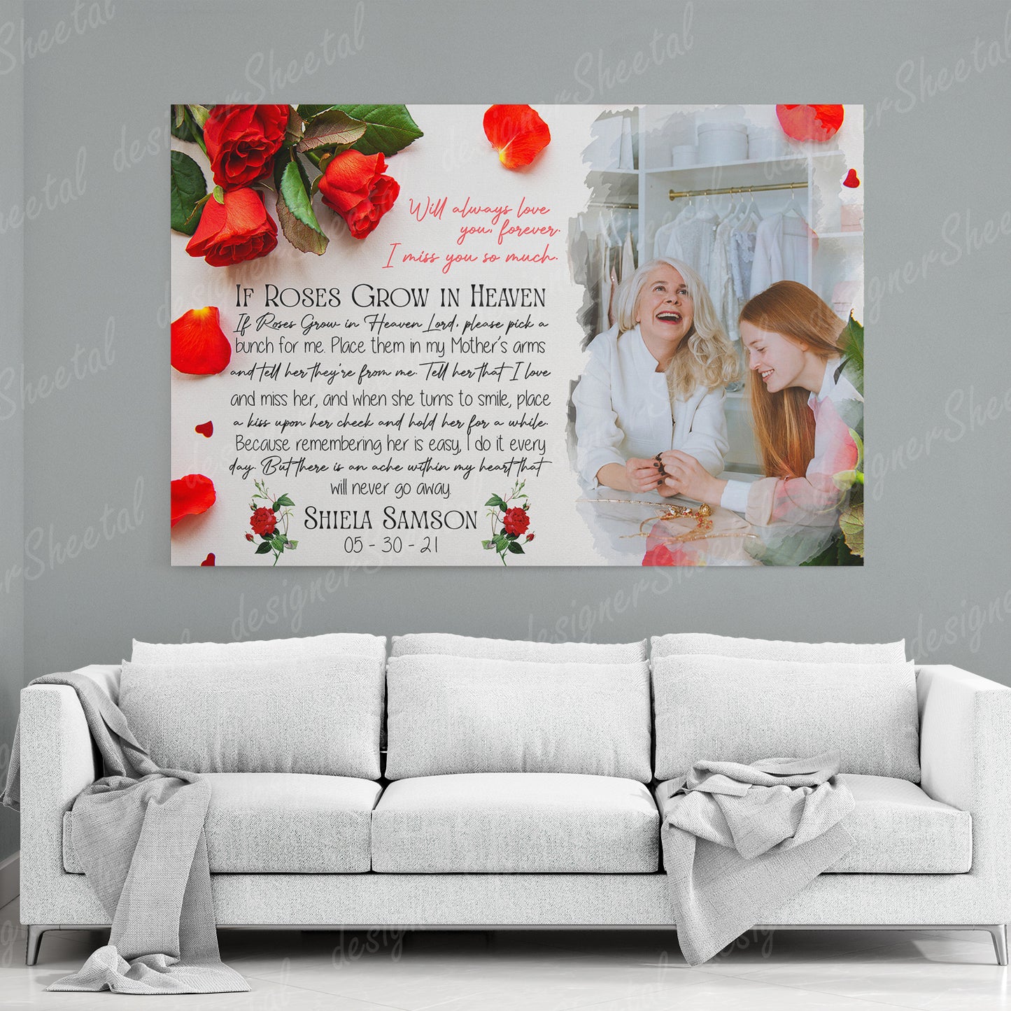 If Roses Grow In Heaven Canvas Print | Personalized Framed Canvas Art (NO PREVIEW) - Touch Of Divine