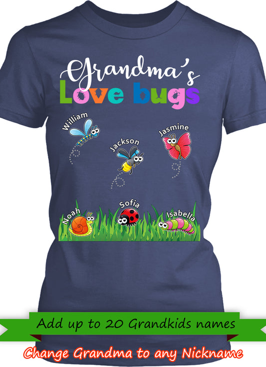 Grandma Love Bugs Personalized - Personalized gifts for Grandma Or Mom