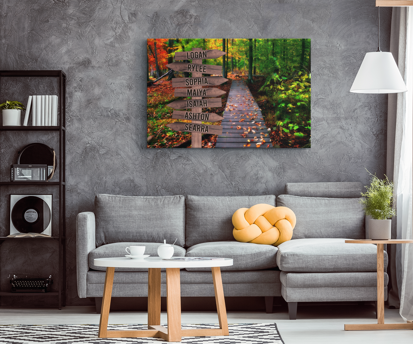 Autumn Forest Family Names Signpost Canvas Print | Personalized Framed Canvas Art - Touch Of Divine