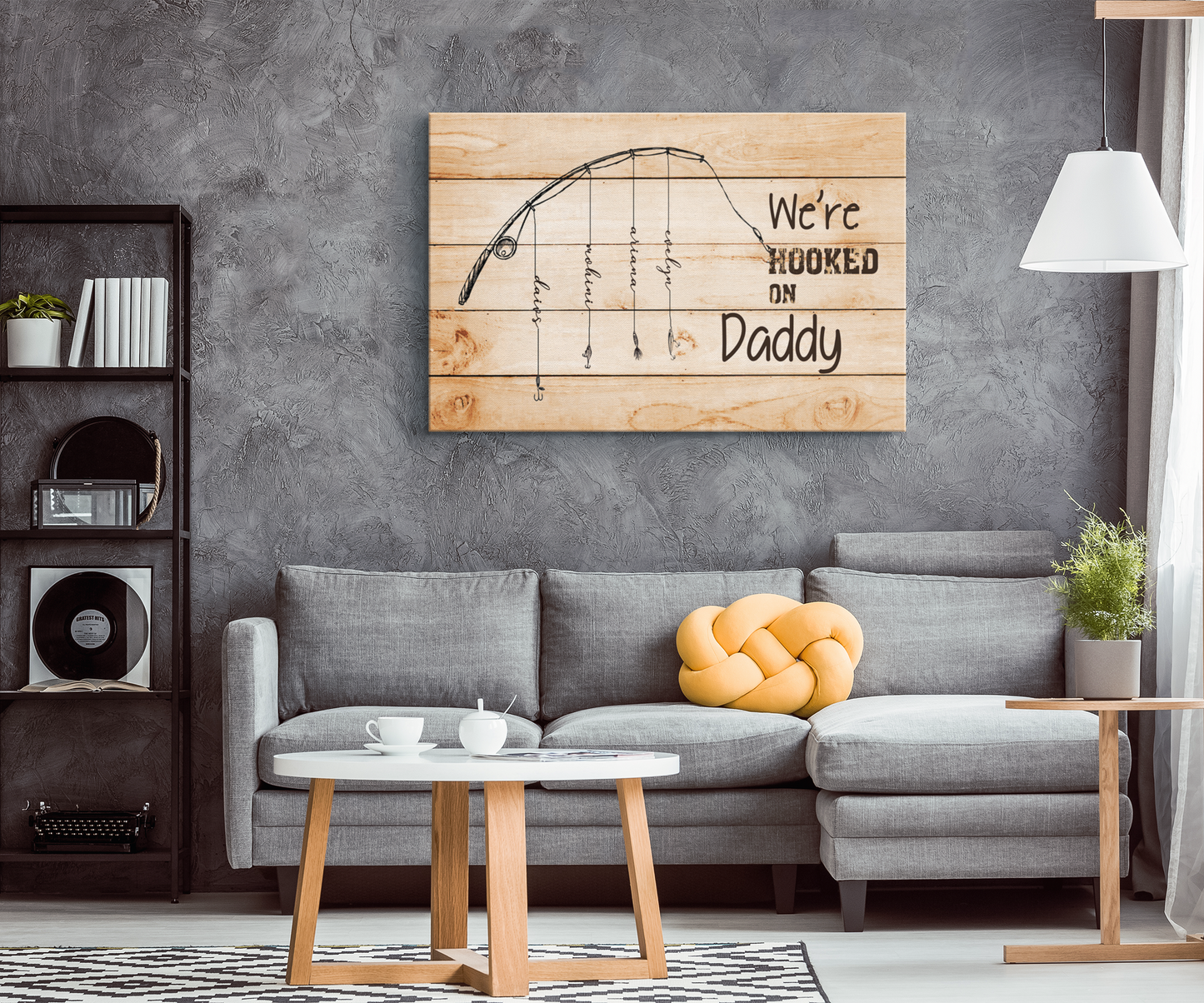 We're Hooked on Daddy Canvas | Personalized Framed Canvas Art - Touch Of Divine