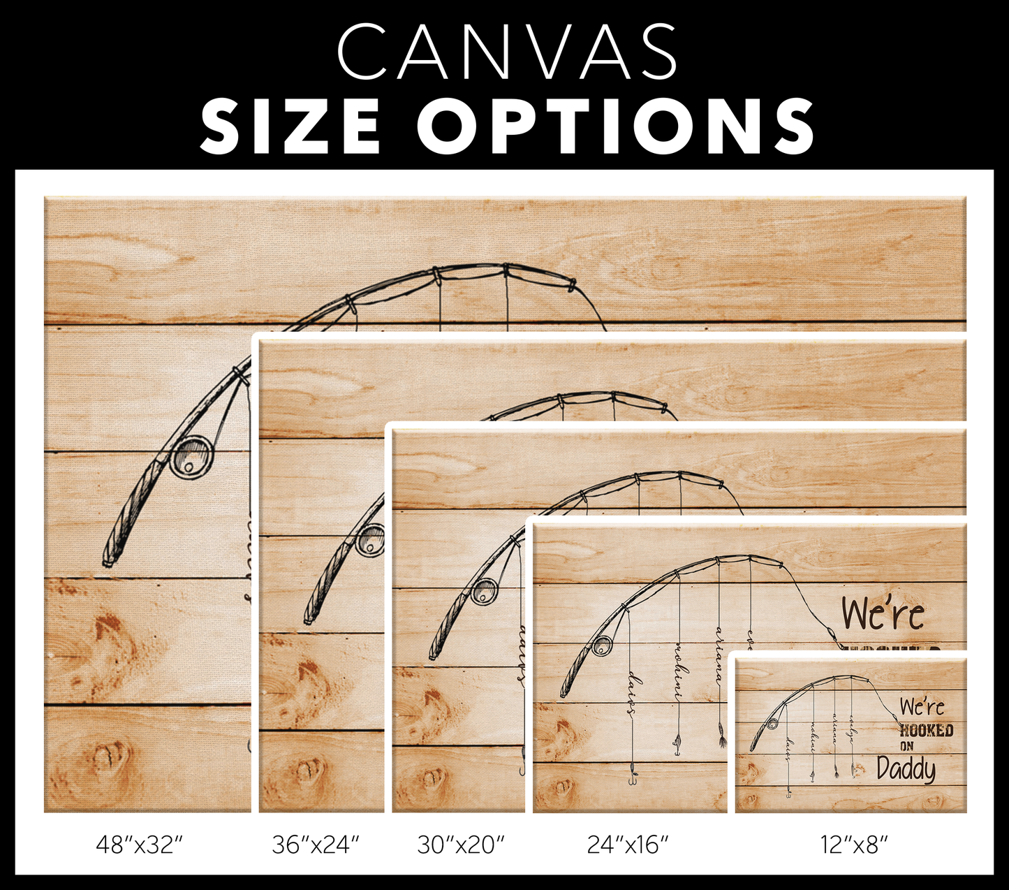 We're Hooked on Daddy Canvas | Personalized Framed Canvas Art - Touch Of Divine