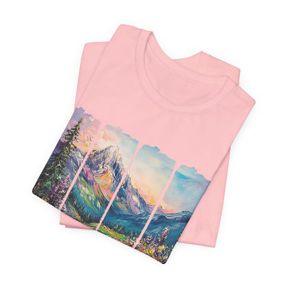 Wonderfully Tee - Peaceful Mountain Scene, Unisex T-Shirt, Nature Lover Apparel, Psalm 1:3 Inspired