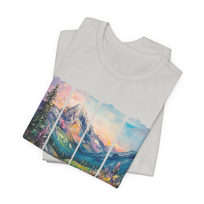 Wonderfully Tee - Peaceful Mountain Scene, Unisex T-Shirt, Nature Lover Apparel, Psalm 1:3 Inspired
