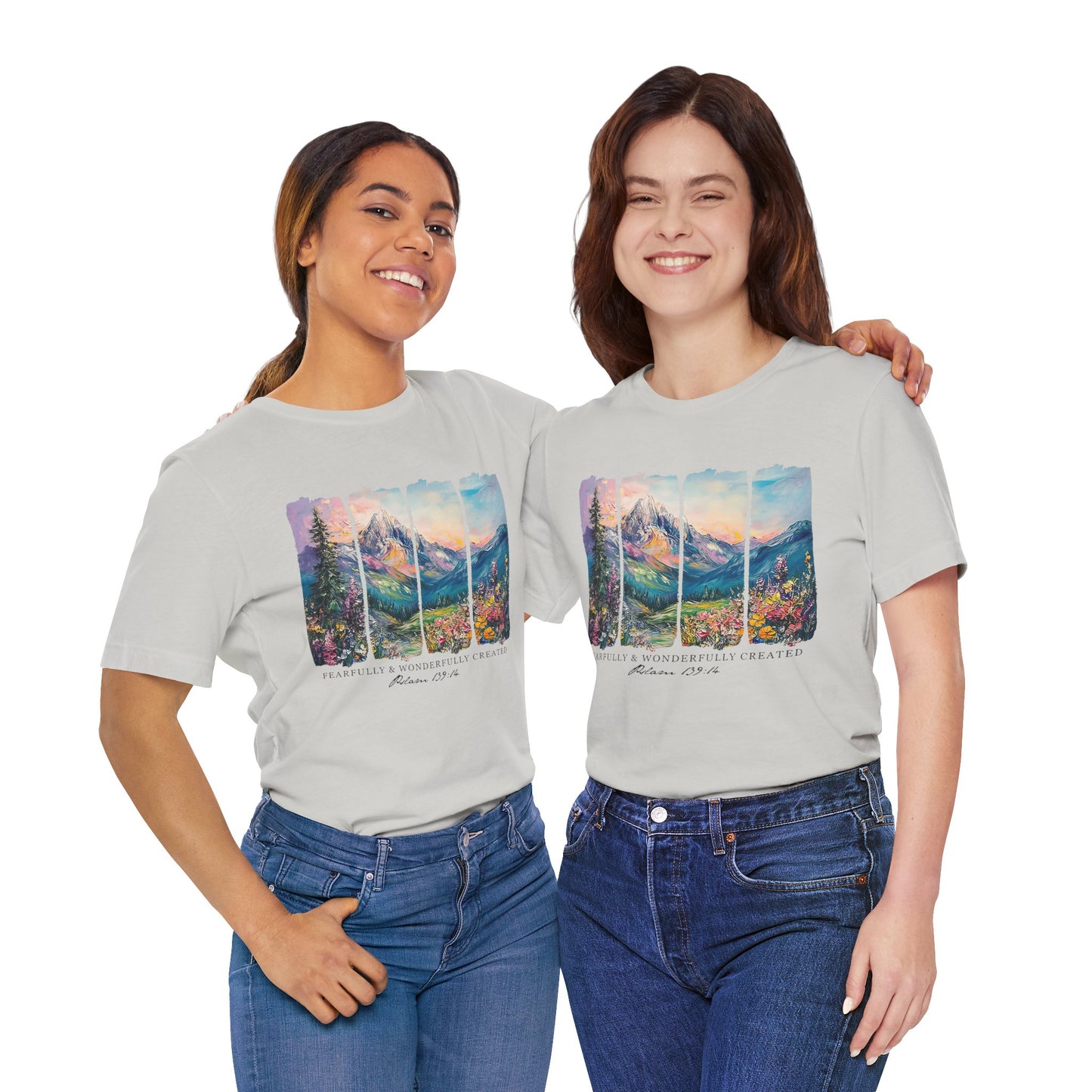 Wonderfully Tee - Peaceful Mountain Scene, Unisex T-Shirt, Nature Lover Apparel, Psalm 1:3 Inspired