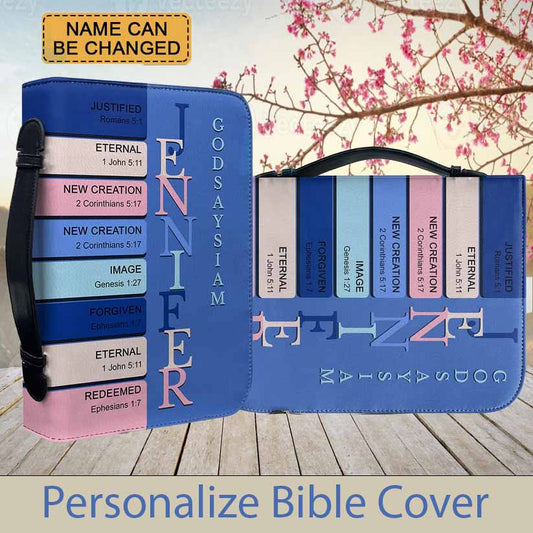 Bible Cover Blue - Uncover the sacred meaning of your name - Personalized Bible Cover