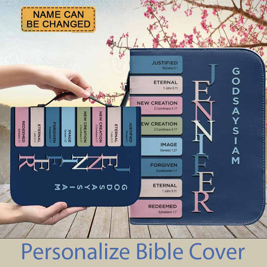 Bible Cover Dark Blue - Uncover the sacred meaning of your name - Personalized Bible Cover