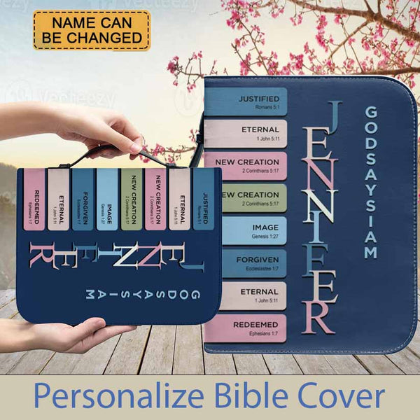 Bible Cover Dark Blue - Uncover the sacred meaning of your name - Personalized Bible Cover
