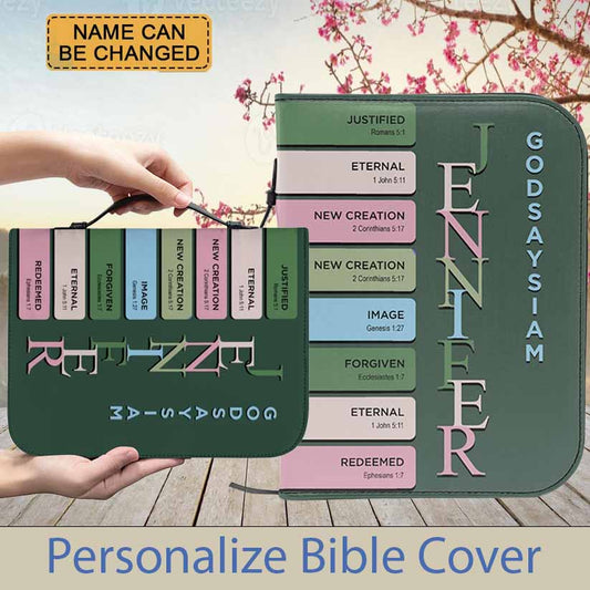 Bible Cover Green - Uncover the sacred meaning of your name - Personalized Bible Cover