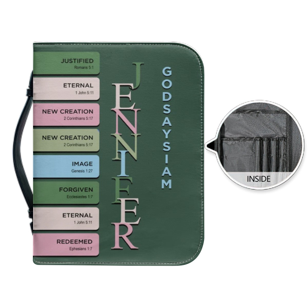 Bible Cover Green - Uncover the sacred meaning of your name - Personalized Bible Cover