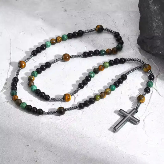 Natural Stone Rosary Necklace for Men or Women