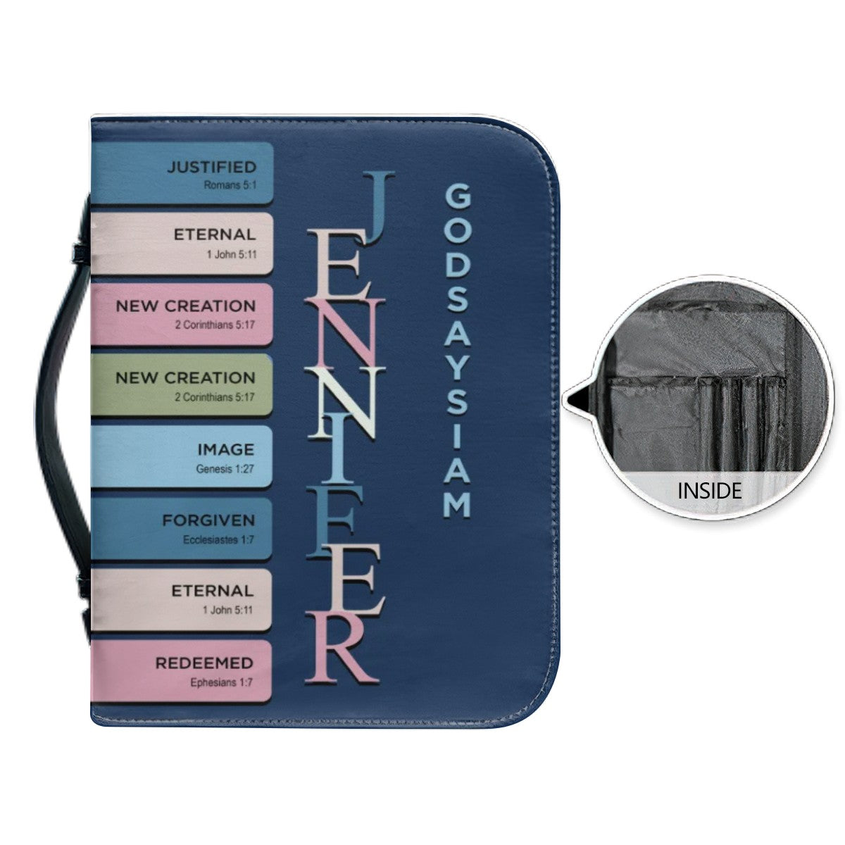 Bible Cover Dark Blue - Uncover the sacred meaning of your name - Personalized Bible Cover