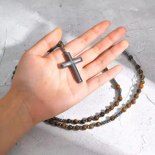 Natural Stone Rosary Necklace for Men or Women