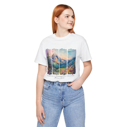 Wonderfully Tee - Peaceful Mountain Scene, Unisex T-Shirt, Nature Lover Apparel, Psalm 1:3 Inspired