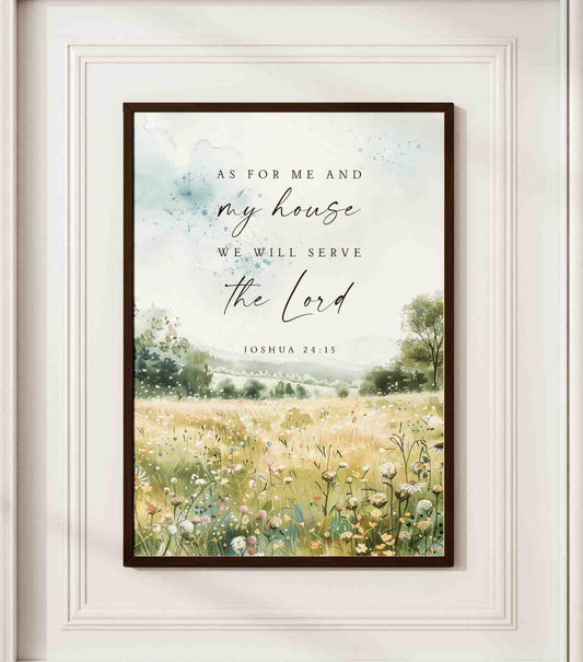 Bible Art Print As for Me and My House, Scripture Wall Art Poster