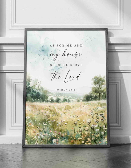 Bible Art Print As for Me and My House, Scripture Wall Art Poster