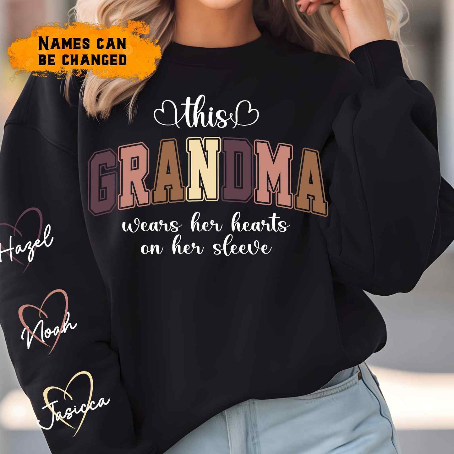 This Grandma wear her Hearts - Personalized gifts for Grandma Or Mom