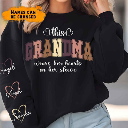 This Grandma wear her Hearts - Personalized gifts for Grandma Or Mom