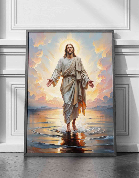 Bible Art Print – Eyes on Jesus: Walking on Water | Scripture Wall Art