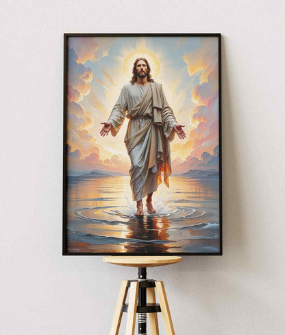 Bible Art Print – Eyes on Jesus: Walking on Water | Scripture Wall Art