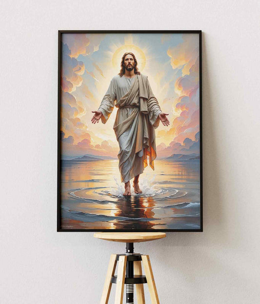 Bible Art Print – Eyes on Jesus: Walking on Water | Scripture Wall Art