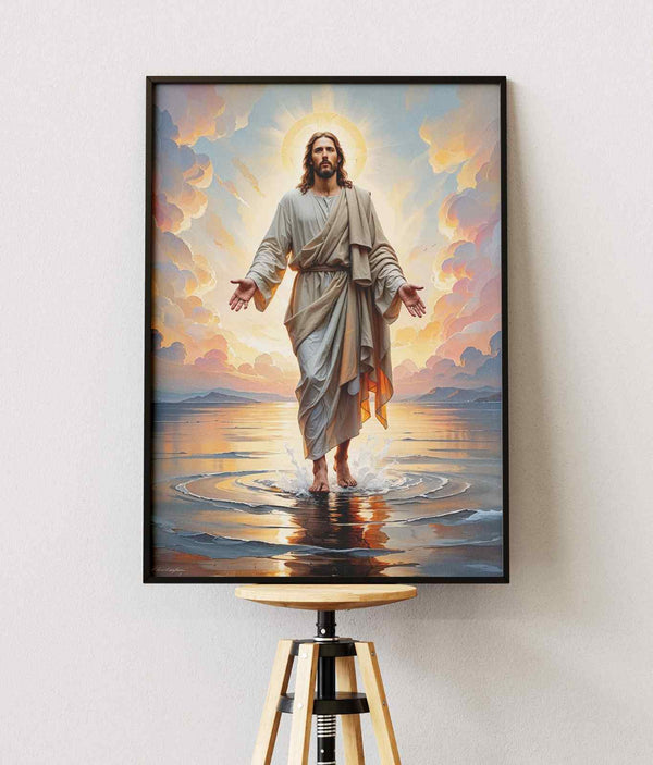 Bible Art Print – Eyes on Jesus: Walking on Water | Scripture Wall Art