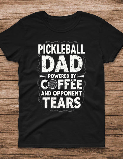 Pickleball Dad Powered by Coffee - Bella + Canvas Unisex Jersey Short-Sleeve T-Shirt Sweatshirt and Hoodie