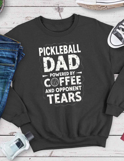 Pickleball Dad Powered by Coffee - Bella + Canvas Unisex Jersey Short-Sleeve T-Shirt Sweatshirt and Hoodie