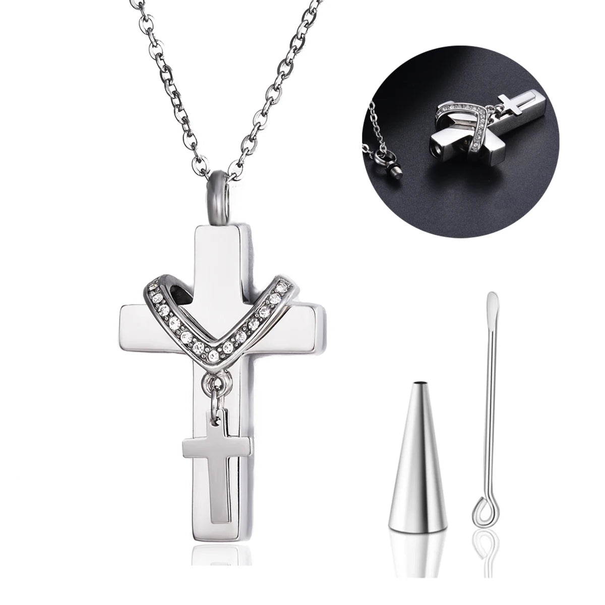 Double Cross Pendant Necklace