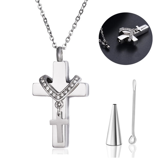 Double Cross Pendant Necklace