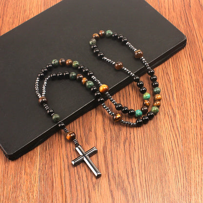 Natural Stone Rosary Necklace for Men or Women