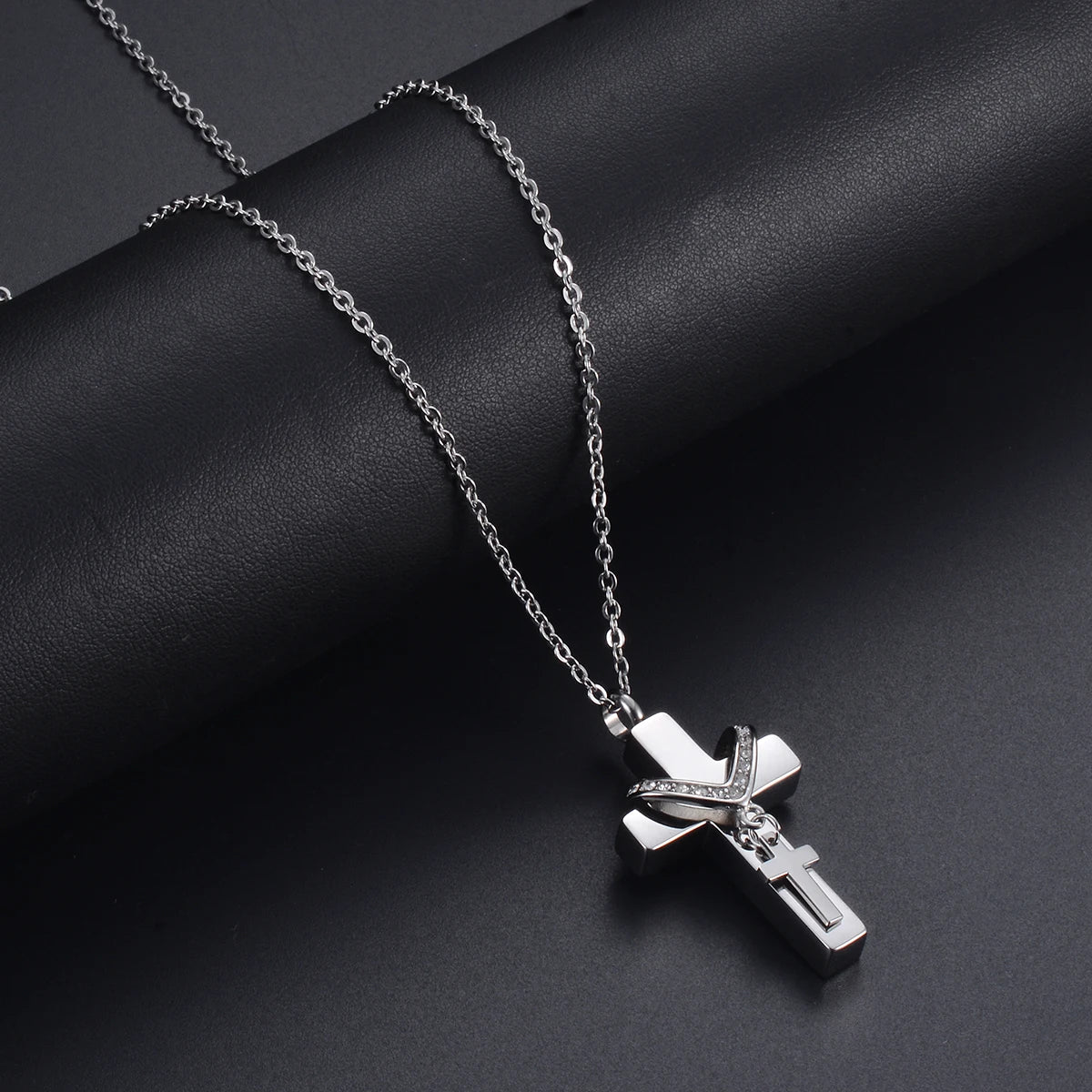 Double Cross Pendant Necklace