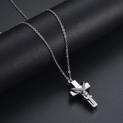 Double Cross Pendant Necklace